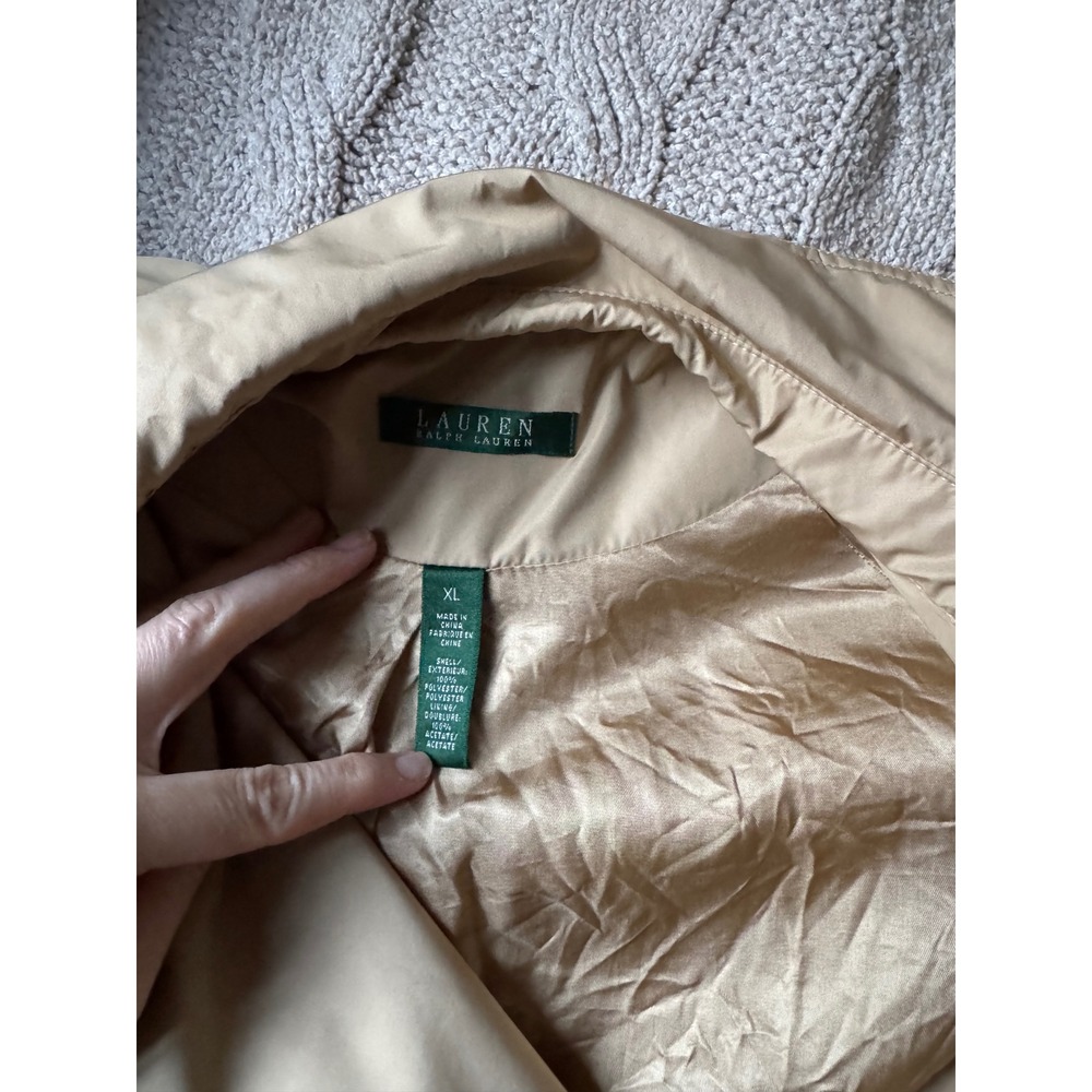 Lauren Ralph Lauren Tan Khaki Double Breasted Belted Trench Coat Womens XL - Picture 3 of 3